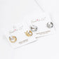3 LINE CUBIC ZIRCONIA 12MM HUGGIE HOOP EARRINGS