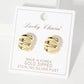 Polished Metal Textured 15mm Half Hoop Earrings