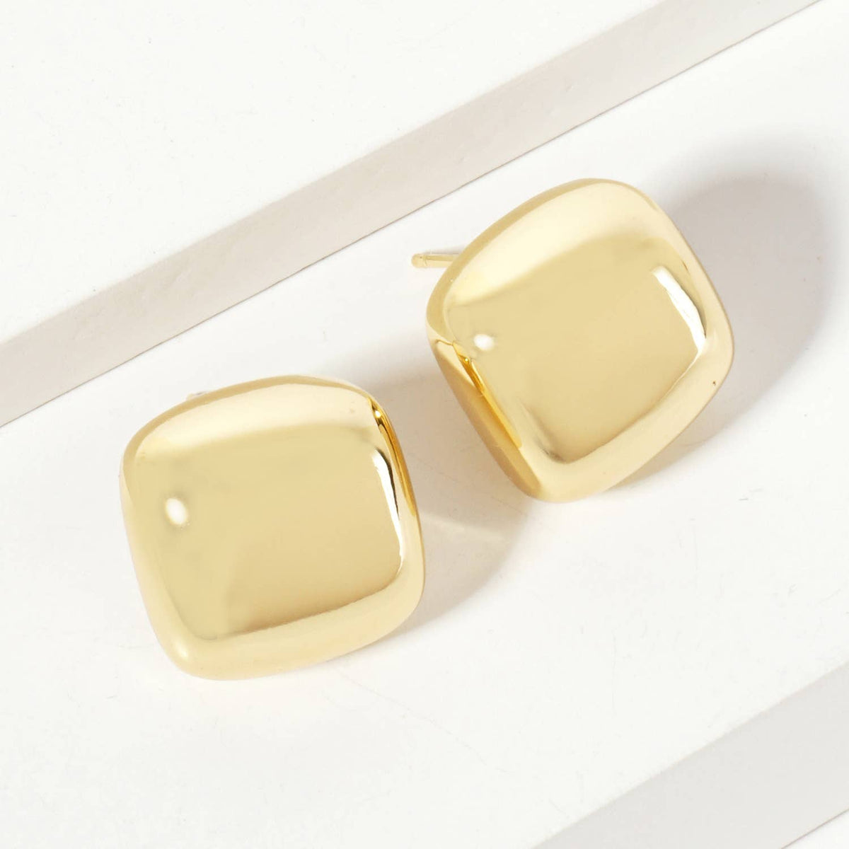 Polished Brass 16mm Square-Shaped Stud Earrings