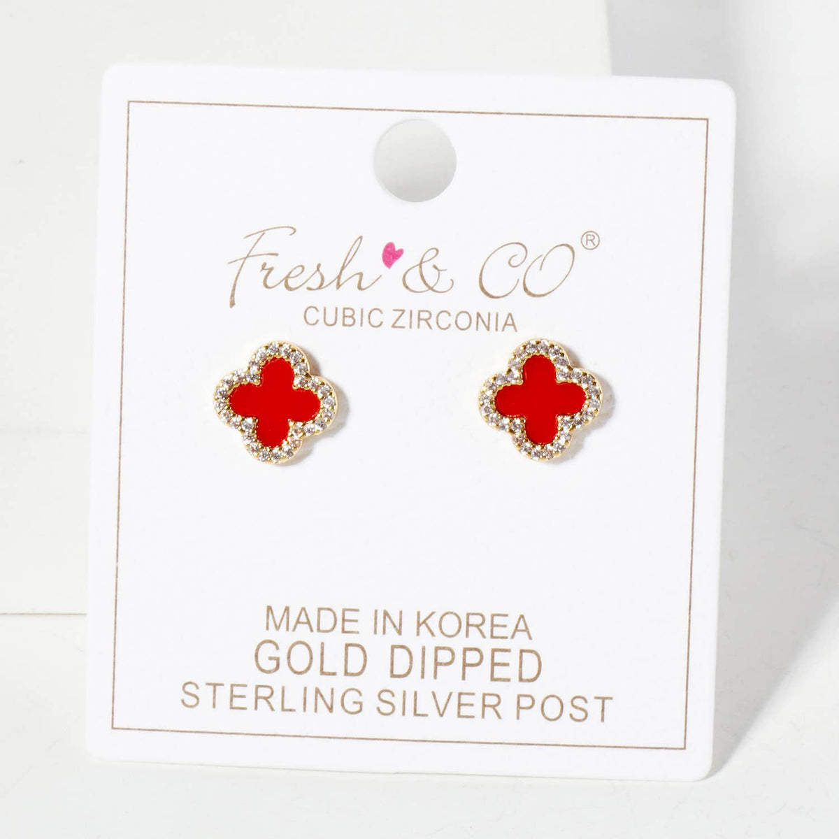 Pave-Set Cubic-Zirconia 11mm Quatrefoil Stud Earrings