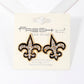 Gold Plated Cubic Bold Fleur De Lis Stud Earrings