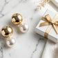 Jumbo Double-Sided Ball Stud Earrings – Statement Pearl