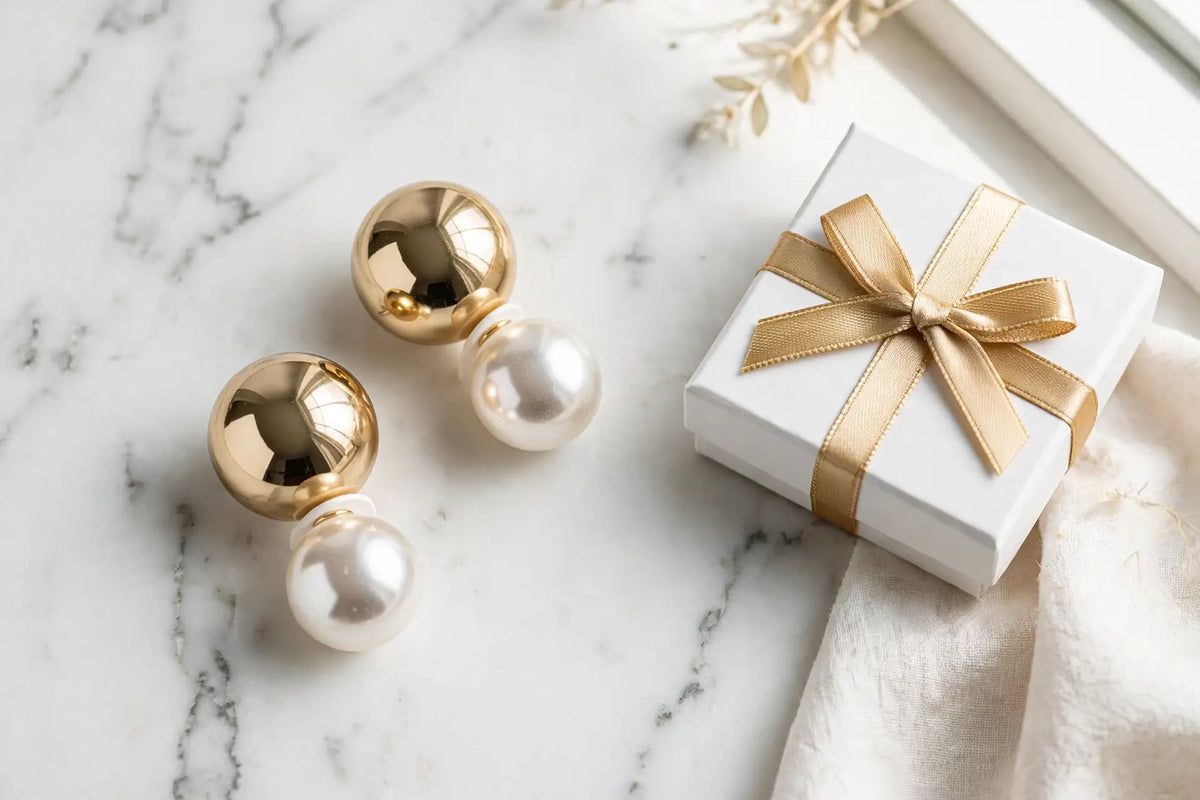 Jumbo Double-Sided Ball Stud Earrings – Statement Pearl