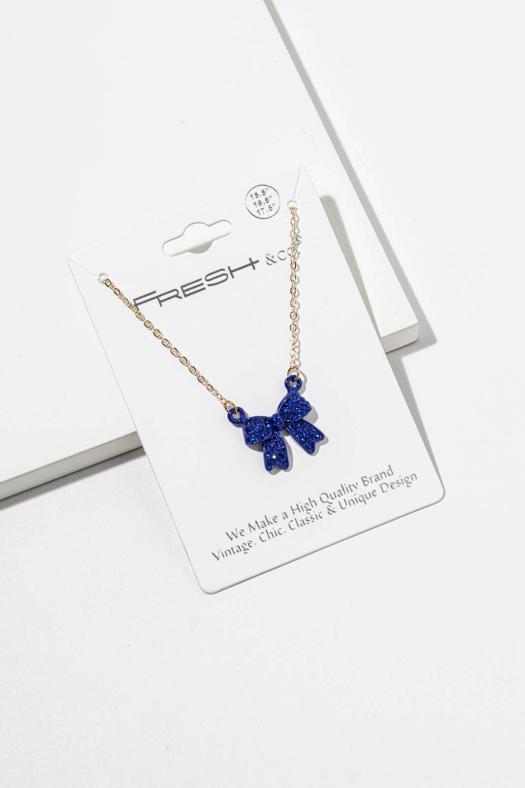 Enamel Crystal Bow Pendant Necklace – Pavé Bow on Chain