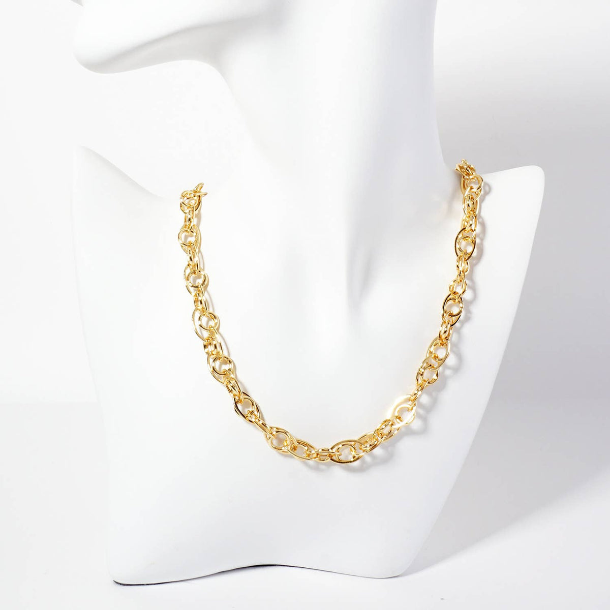 Polished Brass Interwoven Chain Necklace