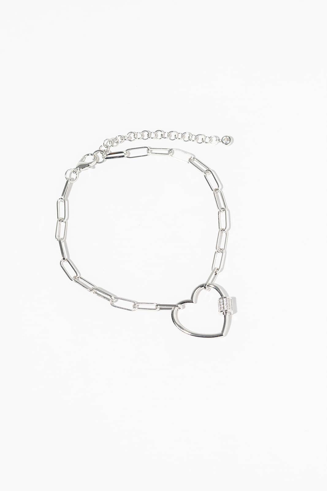 Gold & Silver Dipped Heart Charm Anklet with CZ Accents