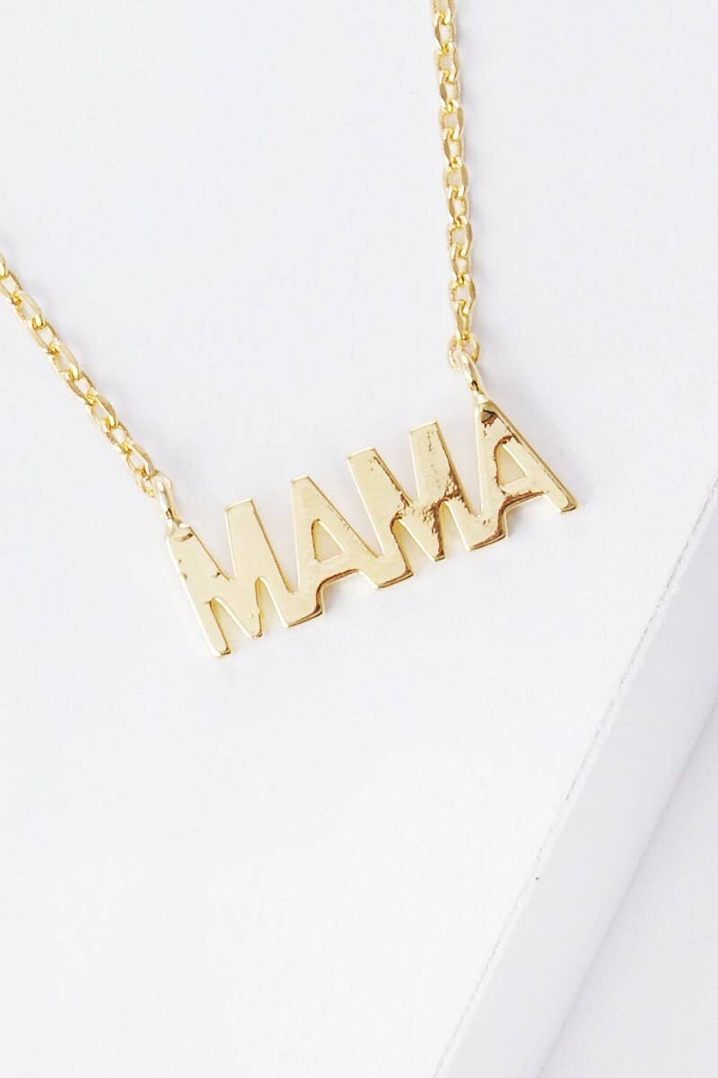 Gold Block Letter Mama Necklace