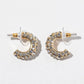 Crystal Half-Hoop Earrings – Pavé Dome Crescent, Gold