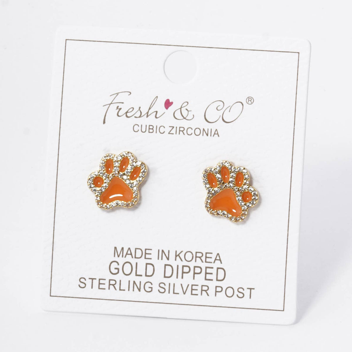 Game Day 13mm Enamel Paw Stud Earrings.