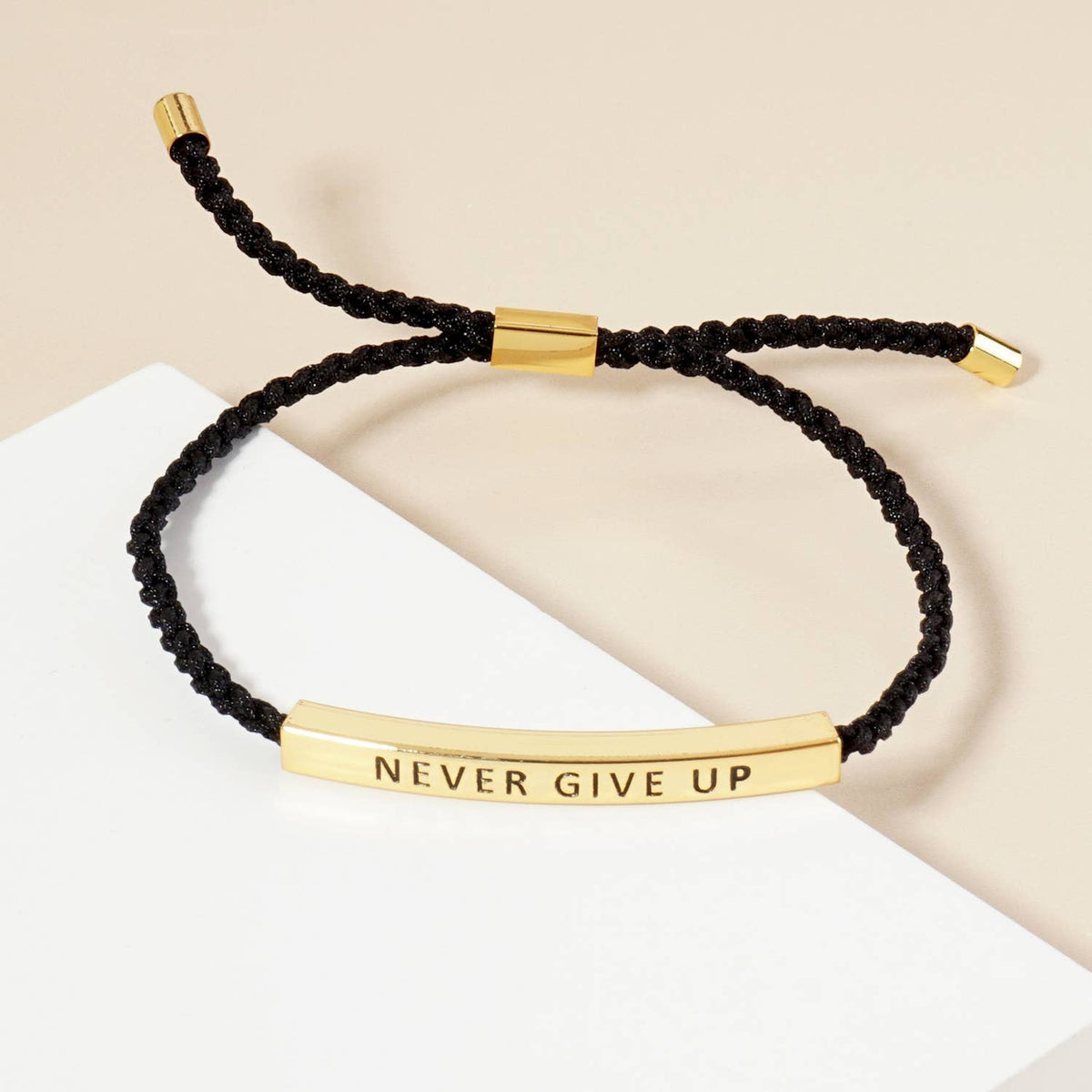 Inspirational Messages "Never Give Up" Tube Bar Bracelet