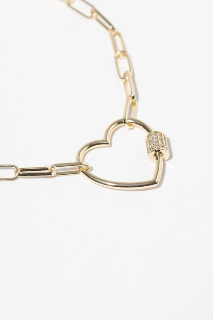 Gold & Silver Dipped Heart Charm Anklet with CZ Accents