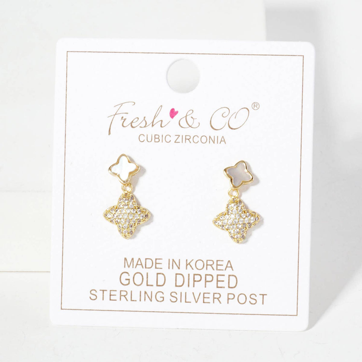 6-10mm Pave-Set Double Quatrefoil Drop Dangle Earrings