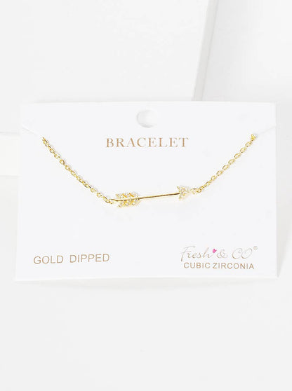 Minimalist Pavé Arrow Charm Bracelet