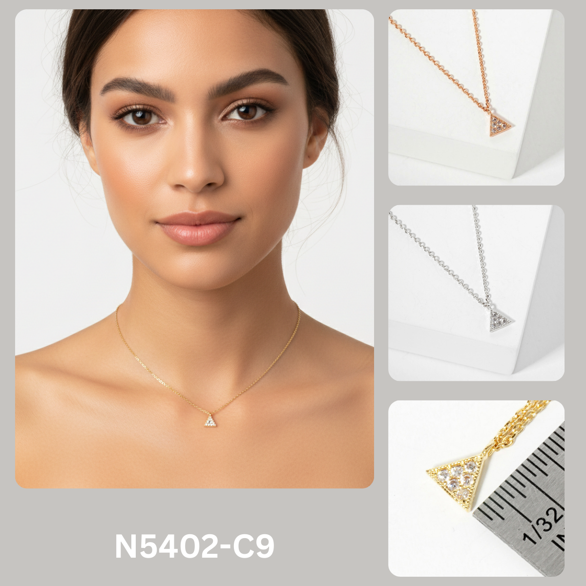 Pave CZ Triangle Pendant Necklace