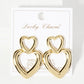 Polished Brass Cutout Double Heart Drop Dangle Earrings