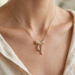 Crystal Ribbon Bow Pendant Necklace – 3D Sculpted Bow
