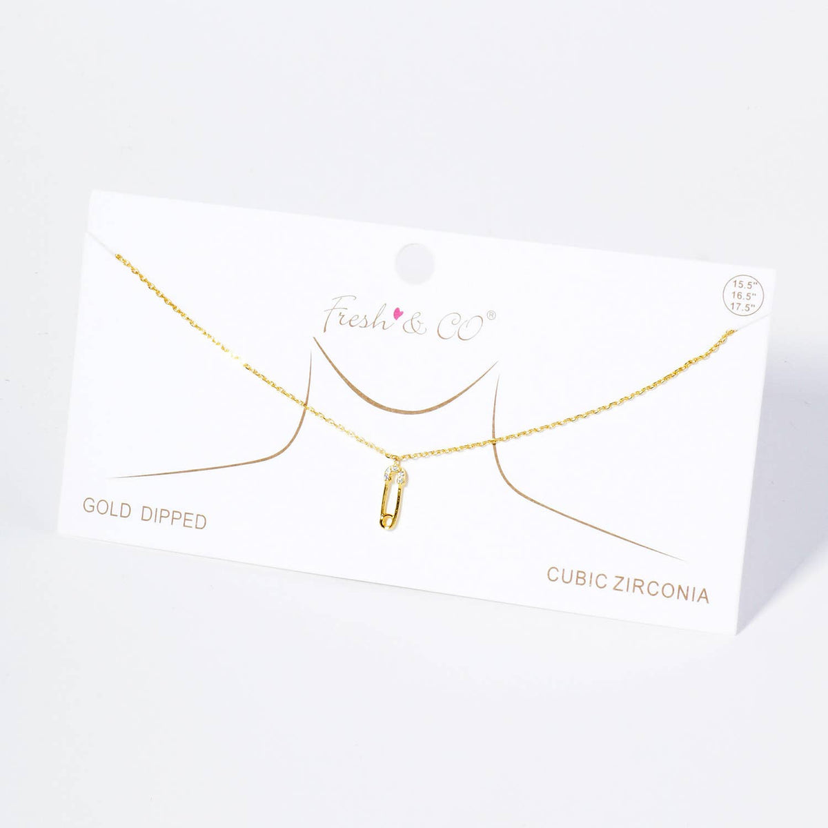 Dainty Cubic Zirconia Safety Pin Pendant Necklace