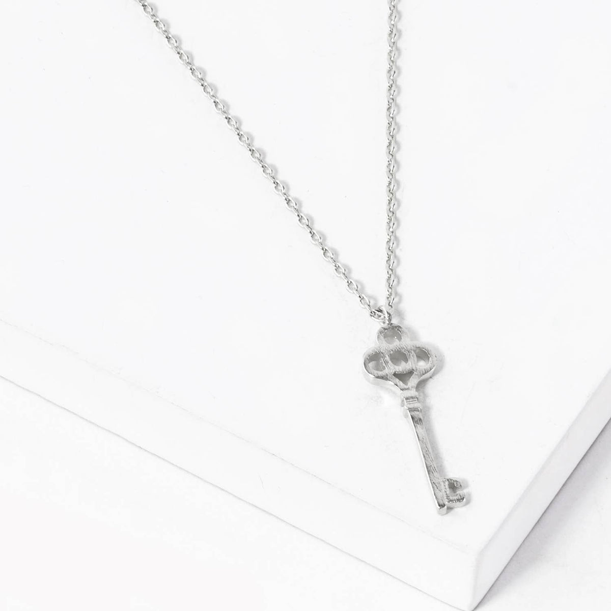 18K Gold Dipped Brushed Brass Key Pendant Necklace
