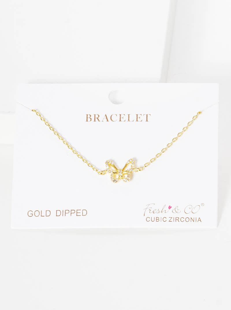 Dainty Pave Butterfly Chain Bracelet