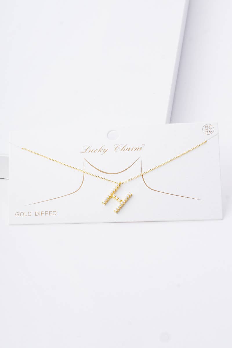 Gold Plated Pearl Initial Necklace