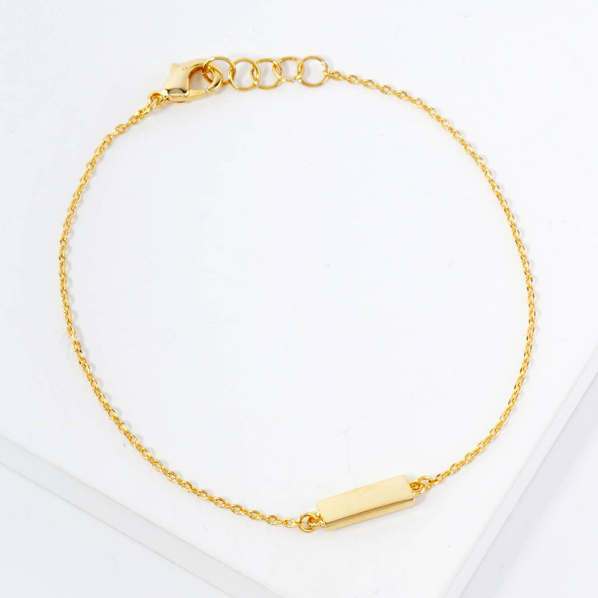 Polished Brass Rectangle Chain Bracelet