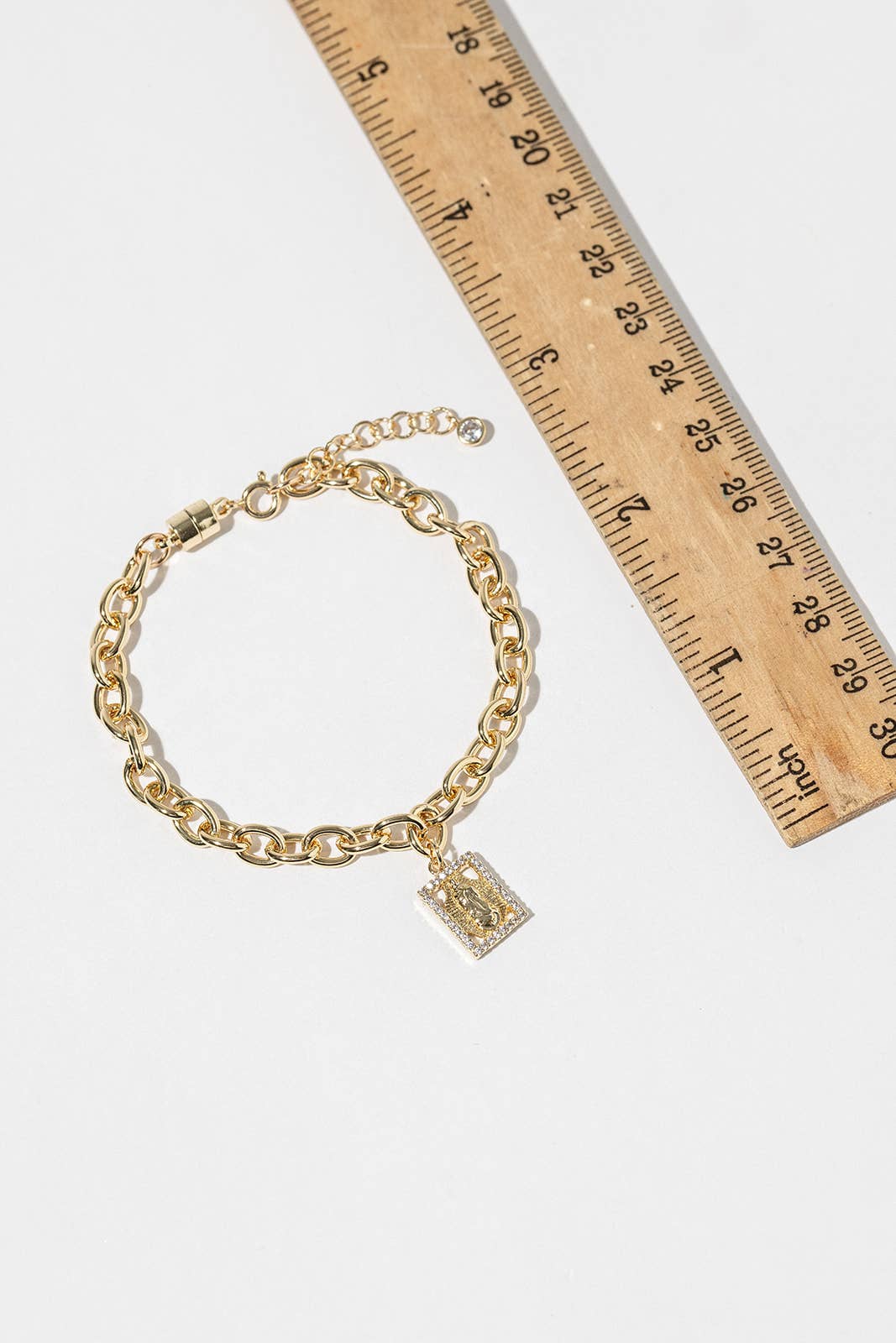 Lady of Guadalupe Rhinestone Pendant Chain Bracelet