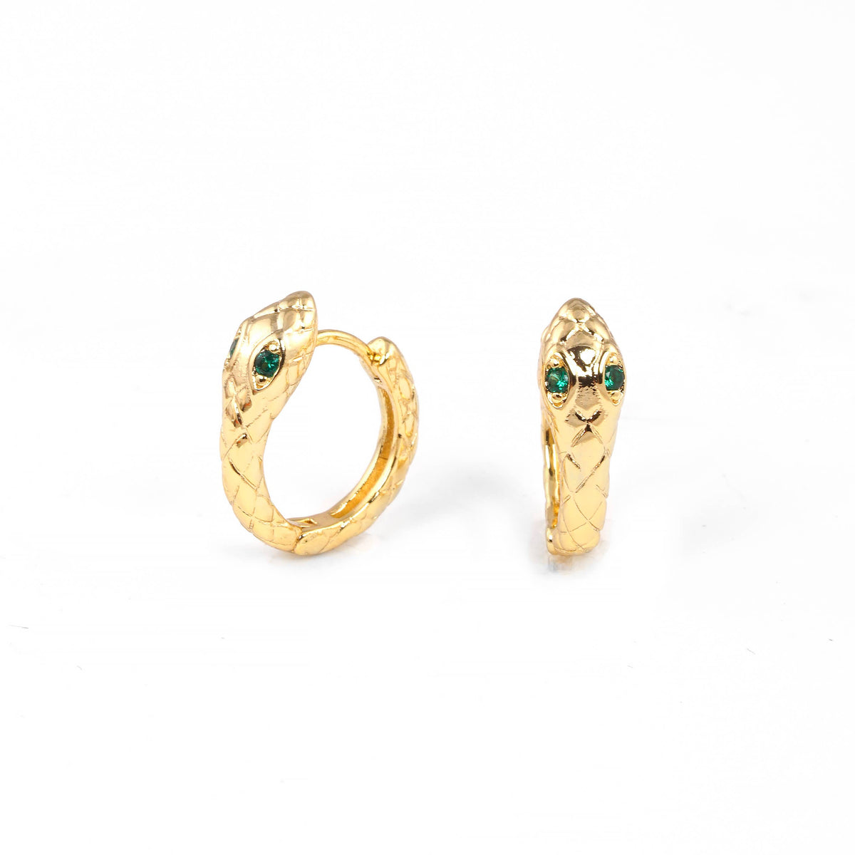Gold Plated Snake Huggie Hoop Earrings