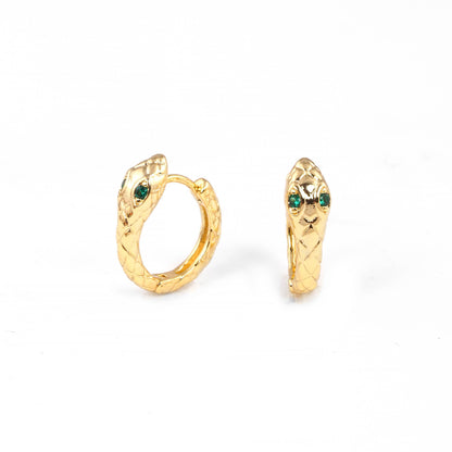 Gold Plated Snake Huggie Hoop Earrings