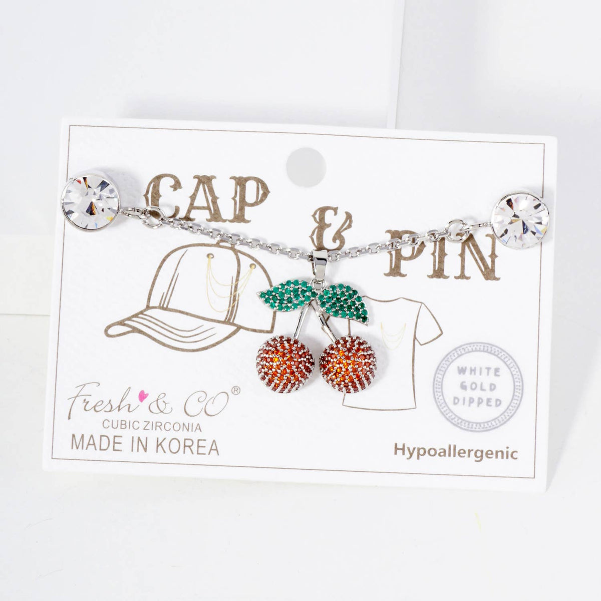 Cubic Zirconia Cherry Cap & Pin Chain