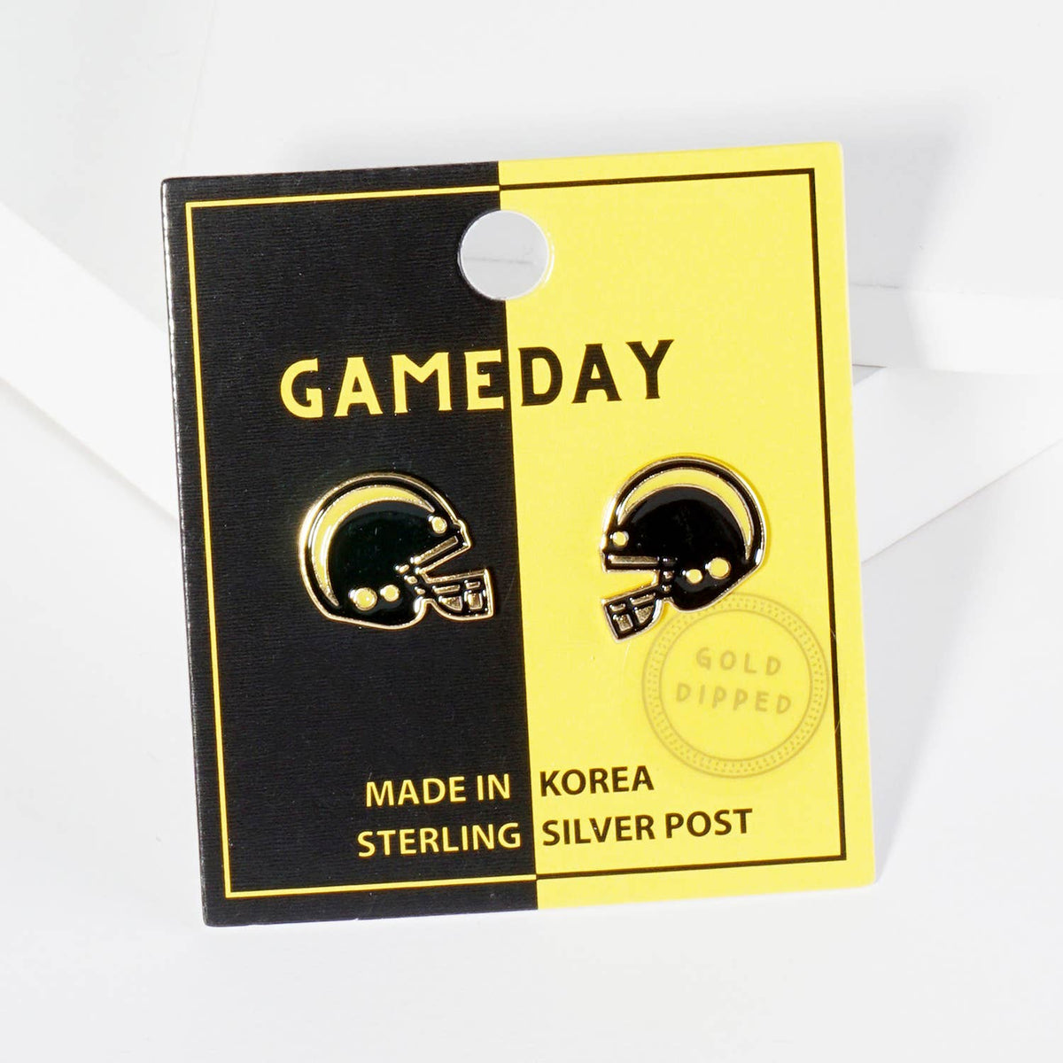 18K Gold Dipped Enamel Football Helmet Game Day Stud Earring