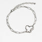 Cubic Zirconia Butterfly Carabiner Paperclip Link Ankle