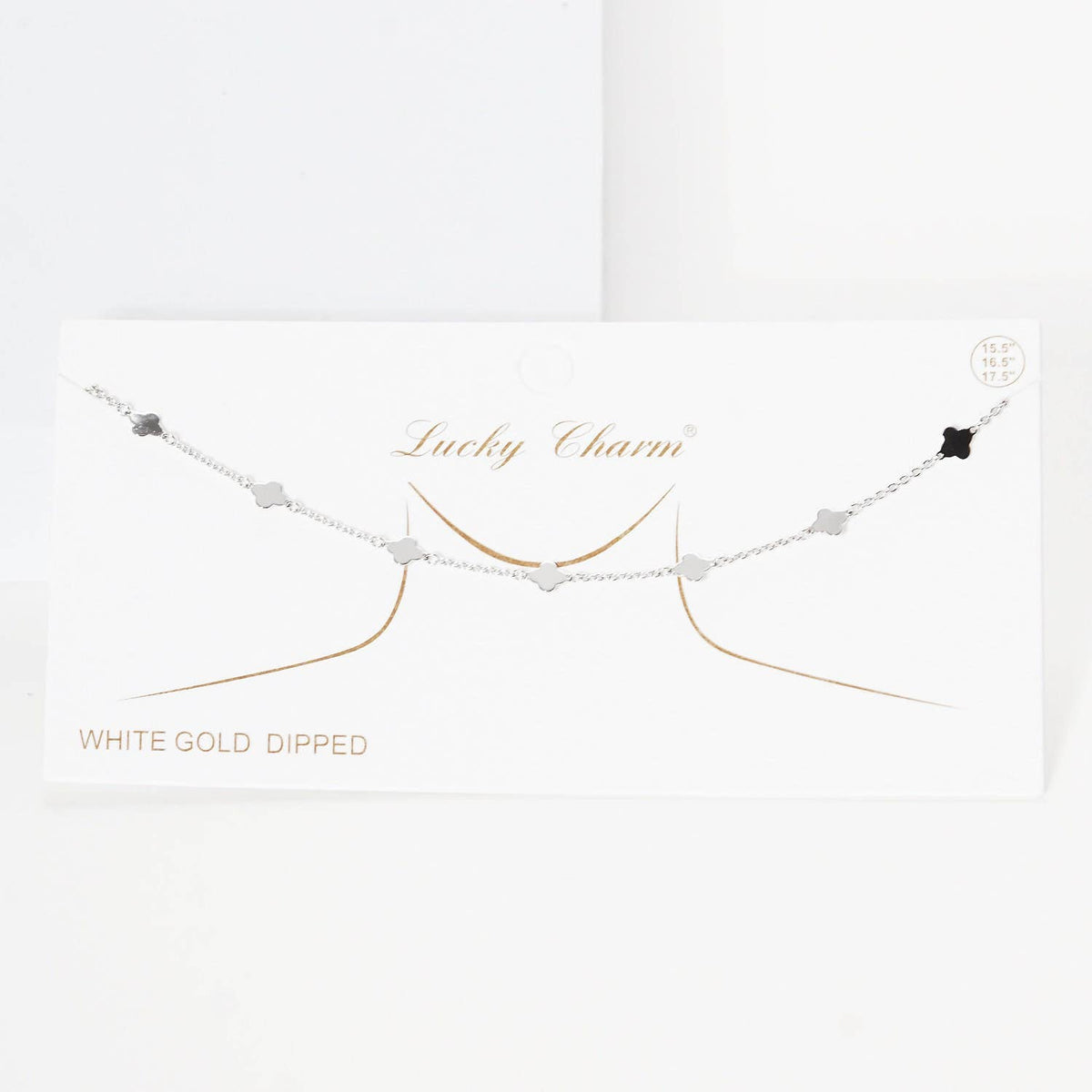 Gold Plated Chain w/ Dangling Clovers Necklace