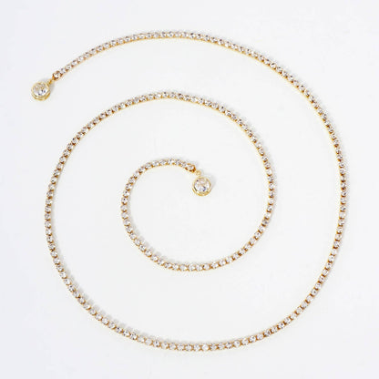 8mm Round Bezel-Set 18K-Gold-Dipped 3mm Crystal Face-Chain