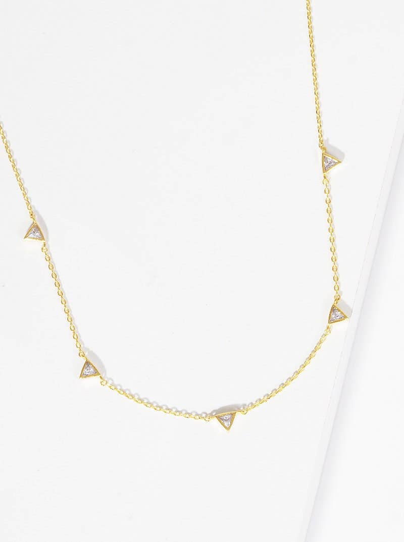 Gold 5 Triangle Station Necklace