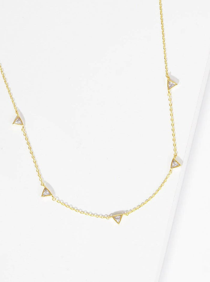 Gold 5 Triangle Station Necklace