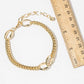 Mixed Link & Wheat Chain Anklet - 14K Gold/White Gold Dipped