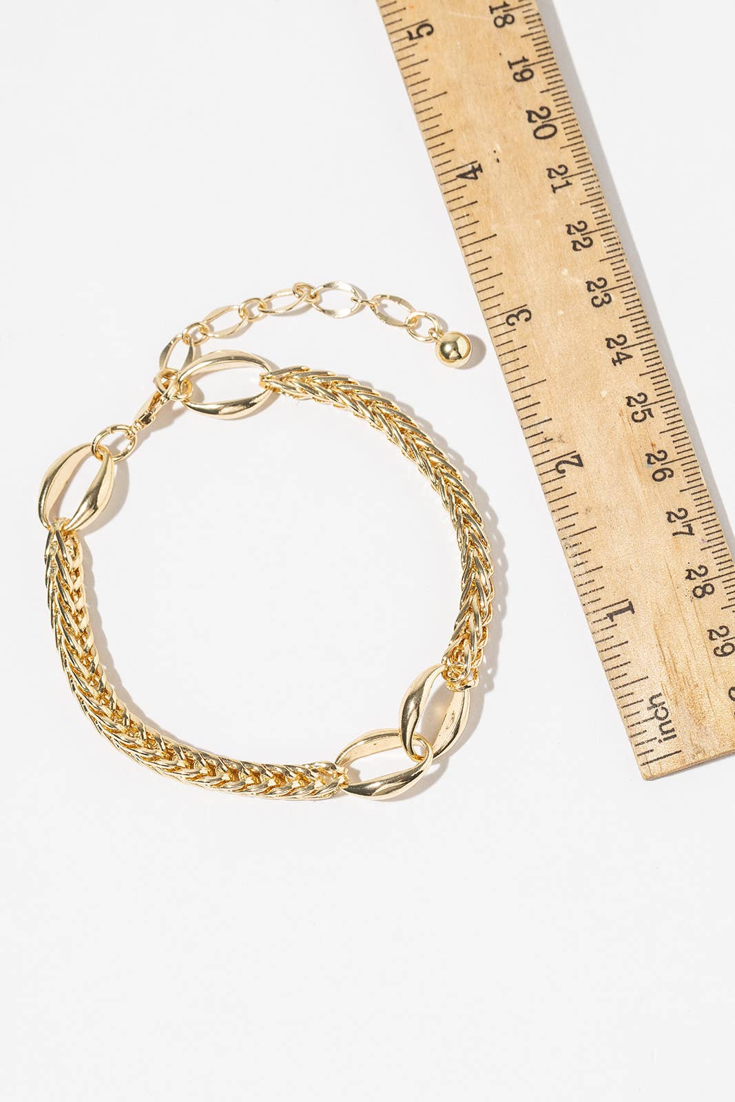 Mixed Link & Wheat Chain Anklet - 14K Gold/White Gold Dipped