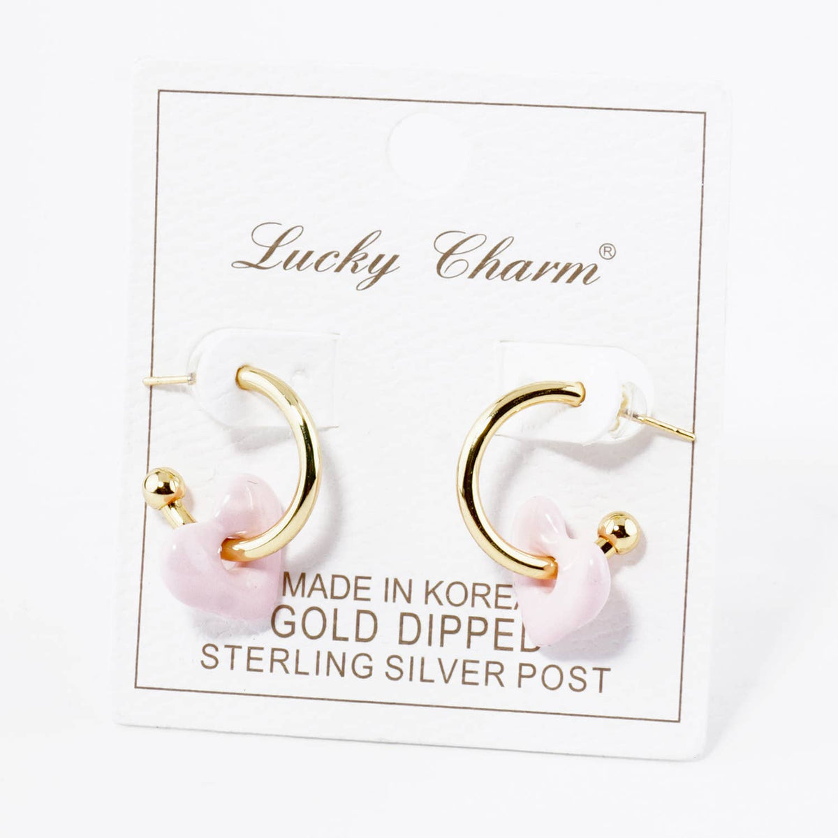 18K GOLD DIPPED COLOR COATED HEART DROP 15MM HOOP EARRINGS