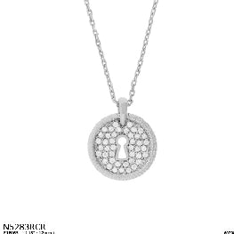 Secret Keyhole Pave Disc Necklace