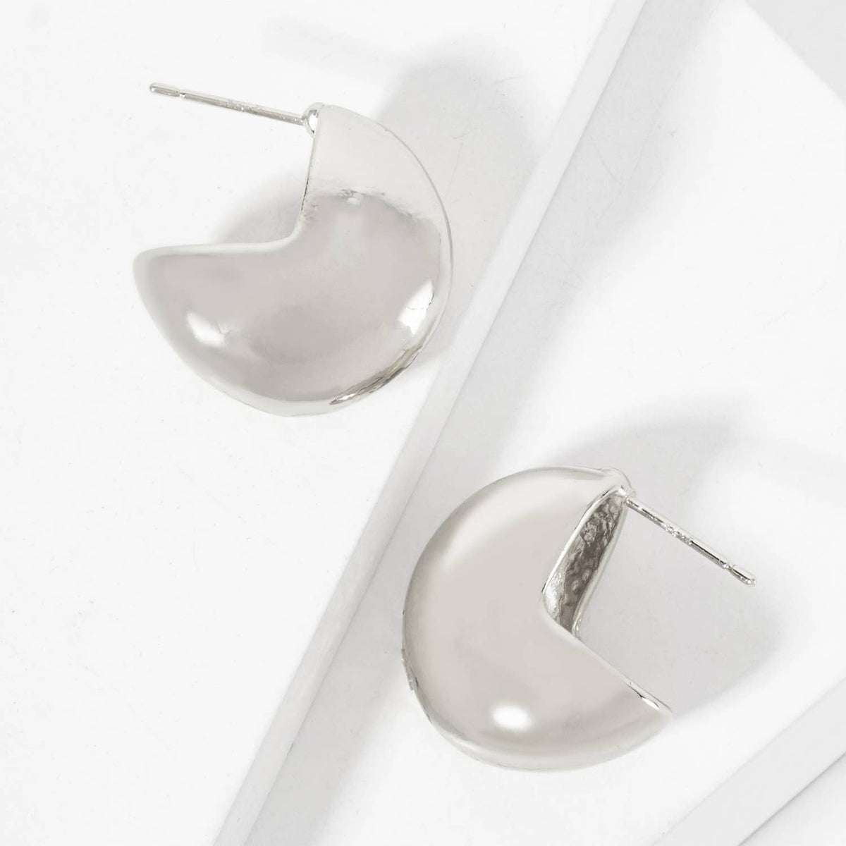 Polished Brass 20mm Pac-Man Design Hoop Earrings