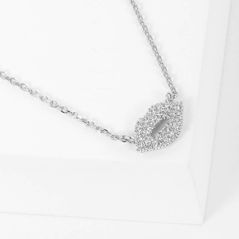 Dazzling Pave Lip Pendant Necklace Collection