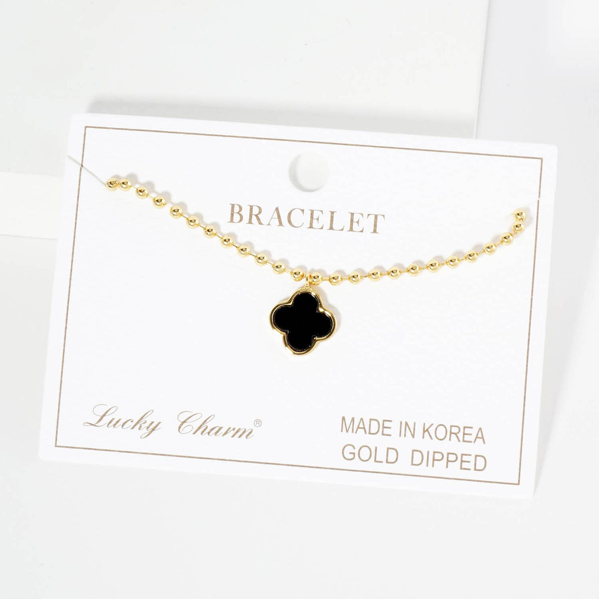 Minimalist Beaded Clover Charm Bracelet