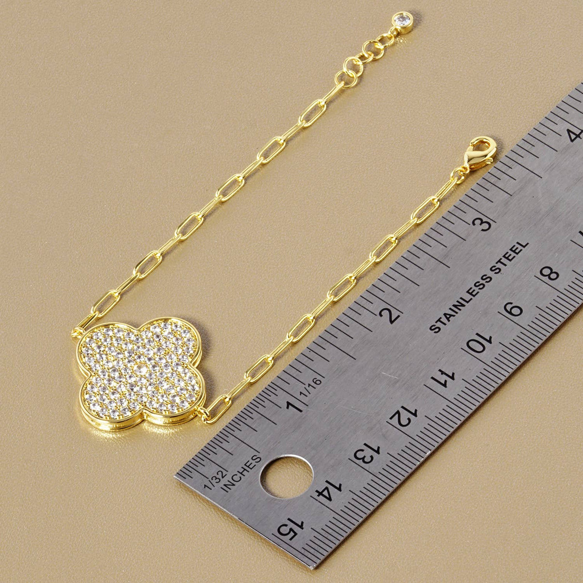 Pave Clover Charm Link Bracelet