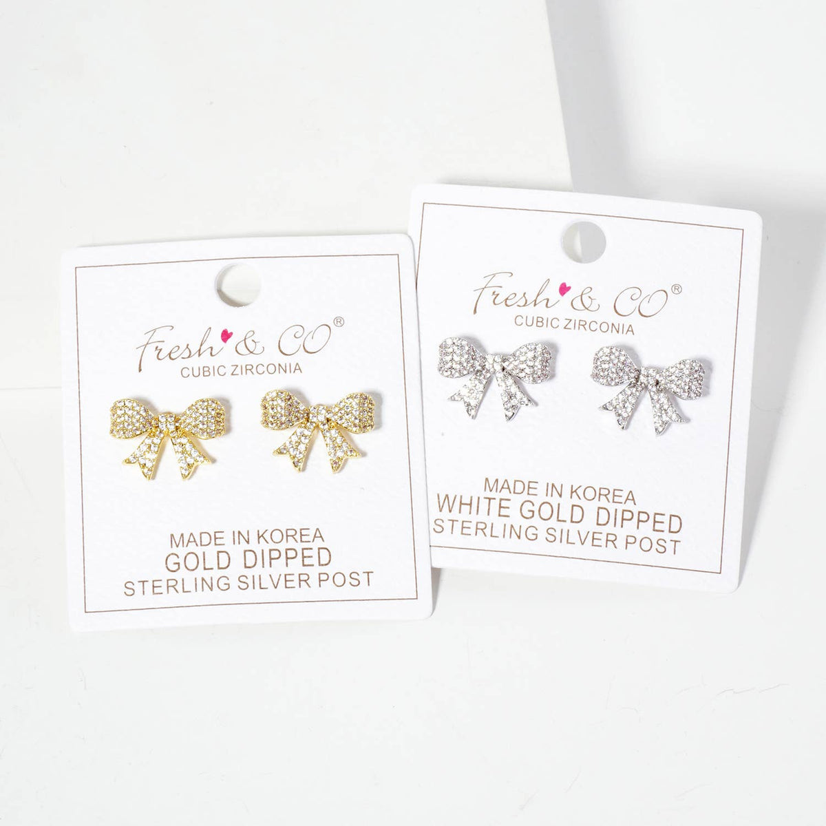 Pave-Set 17mm Bow 18K-Gold-Dipped Stud Earrings