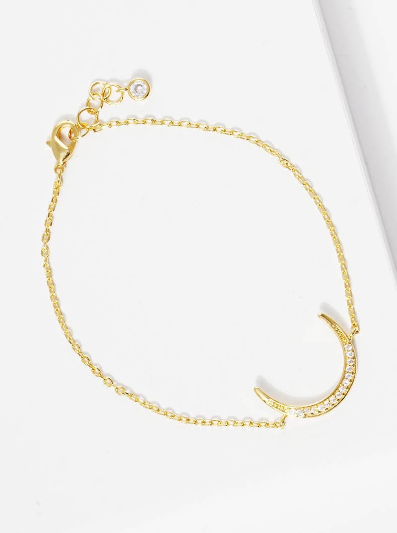 Minimalist Pavé Moon Charm Bracelet
