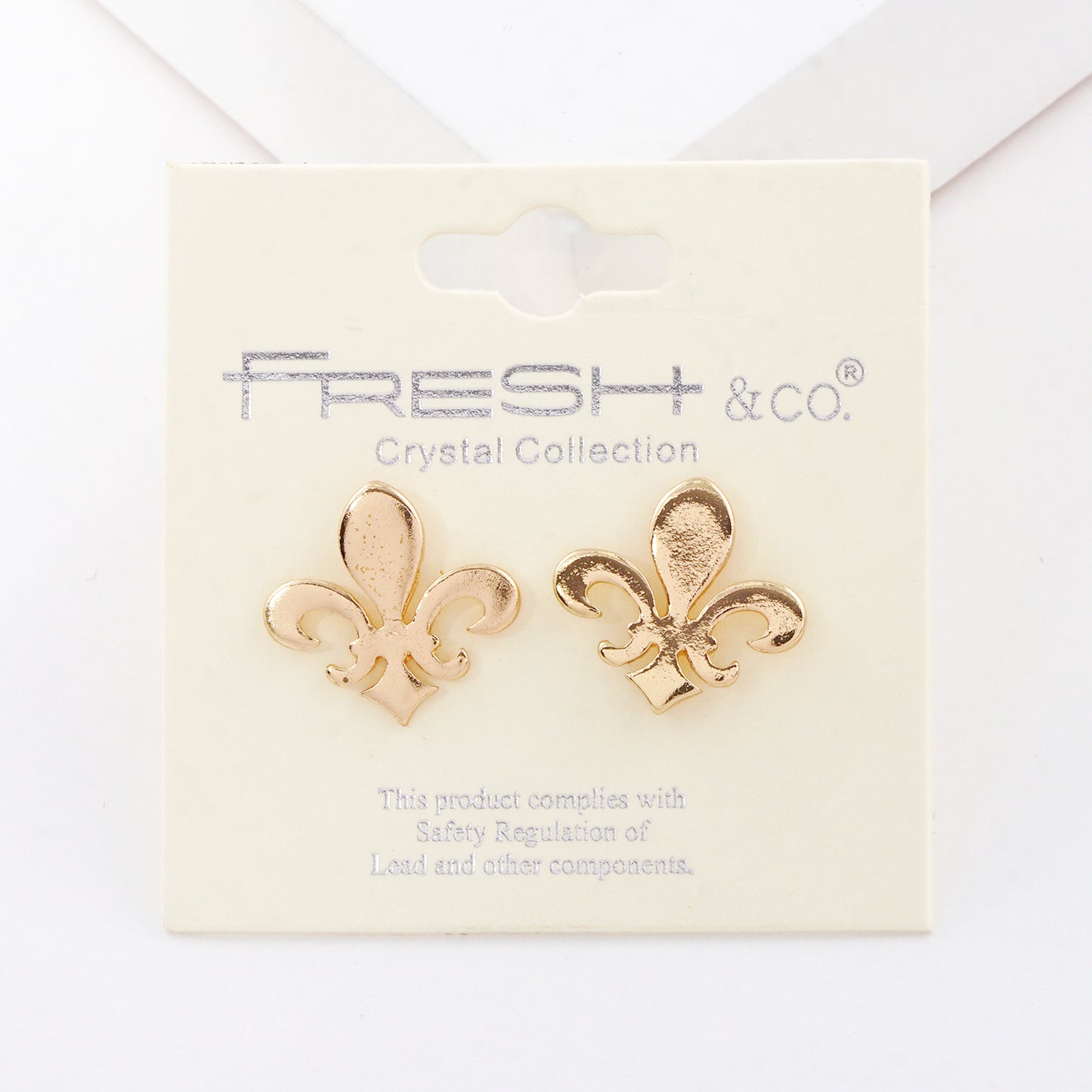 Gold Plated Bold Fleur De Lis Post Earrings