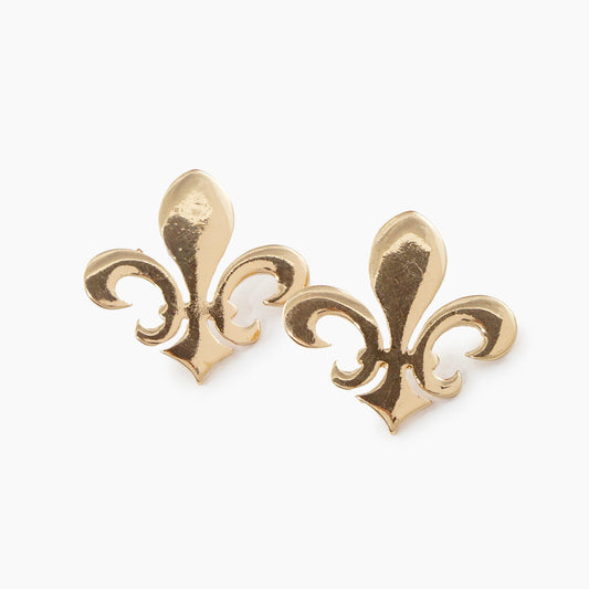 Gold Plated Chunky Bold Fleur De List Earrings
