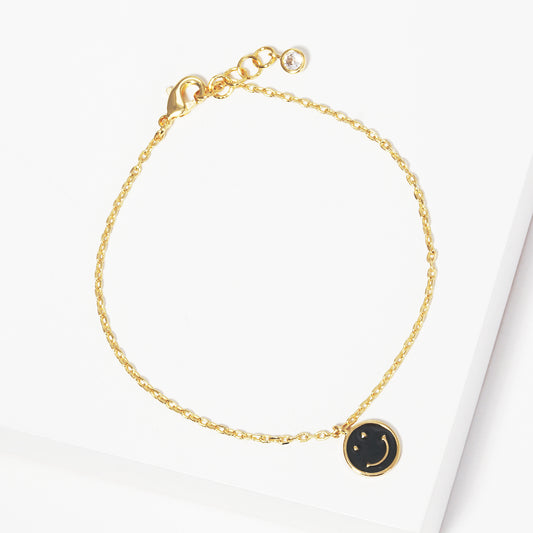 Gold Plated Smiley Face Chain Bracelet