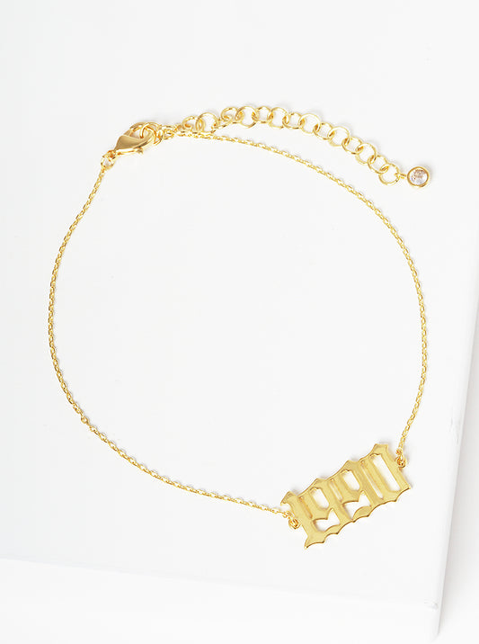 Gold Plated Birth Year Anklet