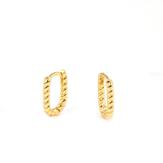 Gold Pated Bold Rope Hoop Earrings